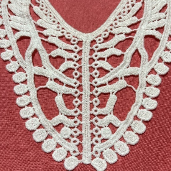 Premise Coral‎ Embroidered Linen Blend 3/4 Sleeve Pullover Top Shirt sz M - Picture 5 of 6